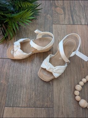 Jellypop White Bow Espadrille Sandals for Kids